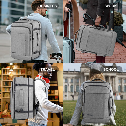 Carry On Backpack, Extra Large 40-50L Travel Backpack for Men & Women, Expandable Backpack For Airplanes, 17 Inch Laptop Backpack, Luggage Backpack 40L Daypack Lightweight Business Weekender Bag, Grey