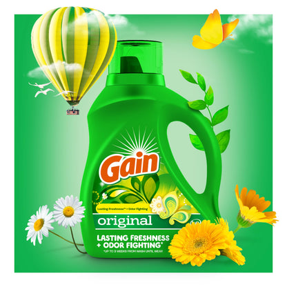 Gain Liquid Laundry Detergent, Original Scent, 194 fl oz, 134 loads, Freshness + Odor Fighting, Laundry Detergent Liquid Soap