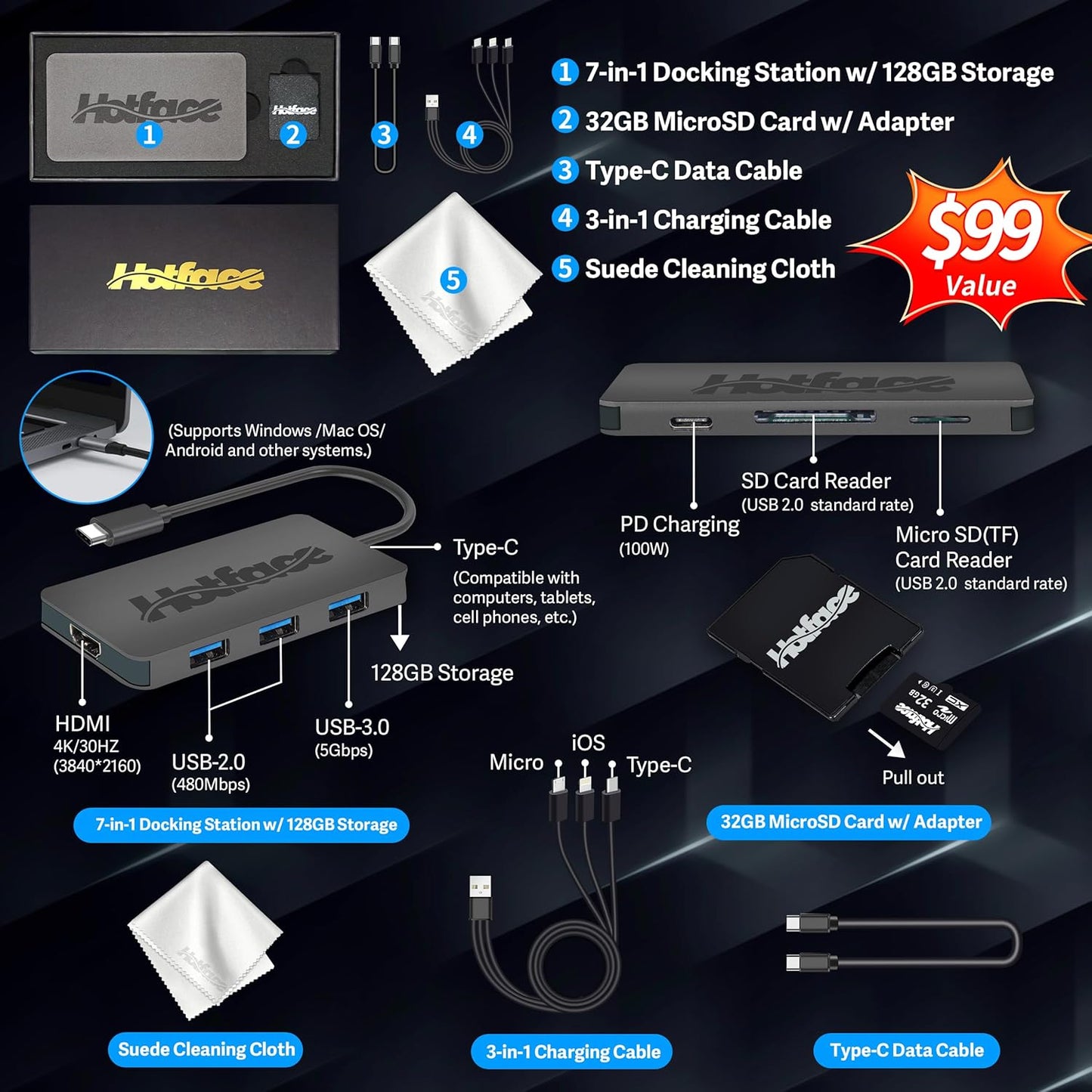 HP Chromebook 14" HD Laptop for Business & Students, Intel Celeron N4120, 4GB LPDDR4, 224GB Storage(64GB eMMC+160GB Docking Station), UHD Graphics, Webcam, Long Battery Life, Chrome OS, Modern Gray