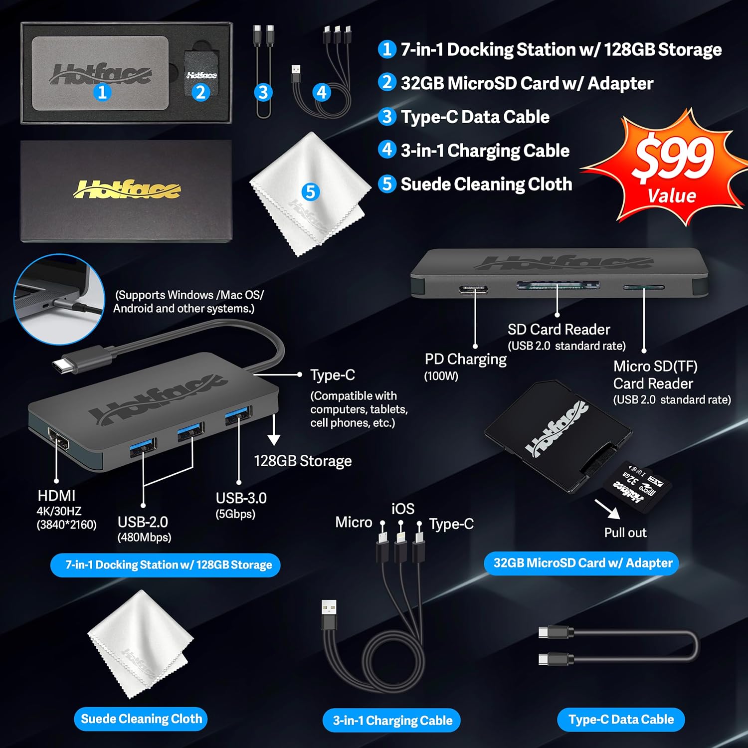 HP Chromebook 14" HD Laptop for Business & Students, Intel Celeron N4120, 4GB LPDDR4, 224GB Storage(64GB eMMC+160GB Docking Station), UHD Graphics, Webcam, Long Battery Life, Chrome OS, Modern Gray