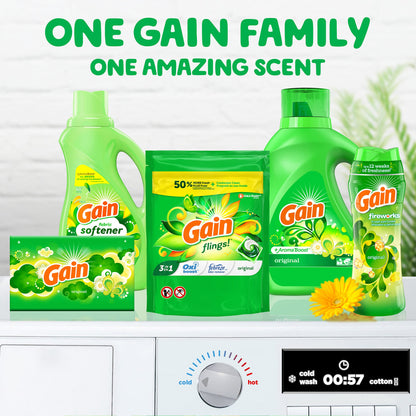 Gain flings Laundry Detergent Soap Pacs, HE Compatible, 31 Count, Long Lasting Scent, Original Scent