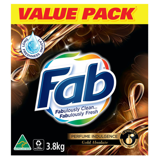 Fab Perfume Indulgence Gold Absolute Laundry Powder Detergent, 3.8 Kilograms