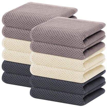 100% Cotton Waffle Weave Kitchen Dish Towels, Ultra Soft Absorbent Quick Drying Cleaning Towel, 13 x 28 Inches, 12-Pack, Mixed Color