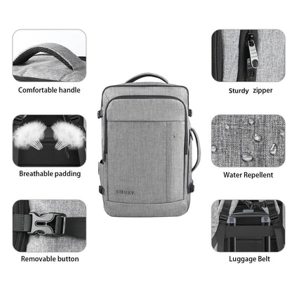 Carry On Backpack, Extra Large 40-50L Travel Backpack for Men & Women, Expandable Backpack For Airplanes, 17 Inch Laptop Backpack, Luggage Backpack 40L Daypack Lightweight Business Weekender Bag, Grey