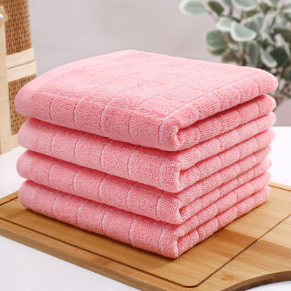 100% Cotton Terry Kitchen Towels(Pink, 13 x 28 inches), Checkered Designed, Soft and Super Absorbent Dish Towels, 4 Pack