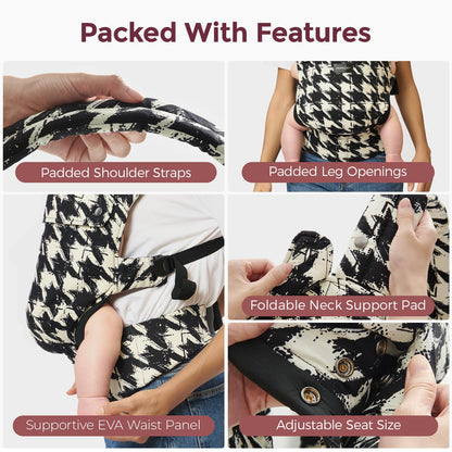 Momcozy Baby Carrier - Ergonomic, Cozy and Lightweight Carrier for 7-44lbs, Effortless to Put On, Ideal for Hands-Free Parenting, Enhanced Lumbar Support, Purehug for Infant to Toddler, Houndstooth