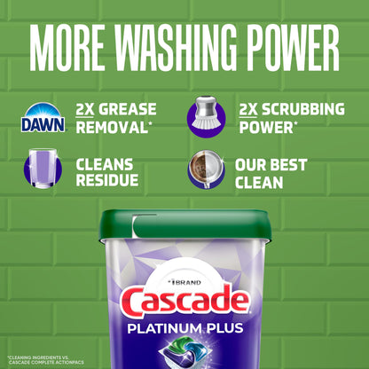 Cascade Platinum Plus Dishwasher Pods, Dishwasher Detergent, Dish Detergent Soap, Mountain, 47 Count