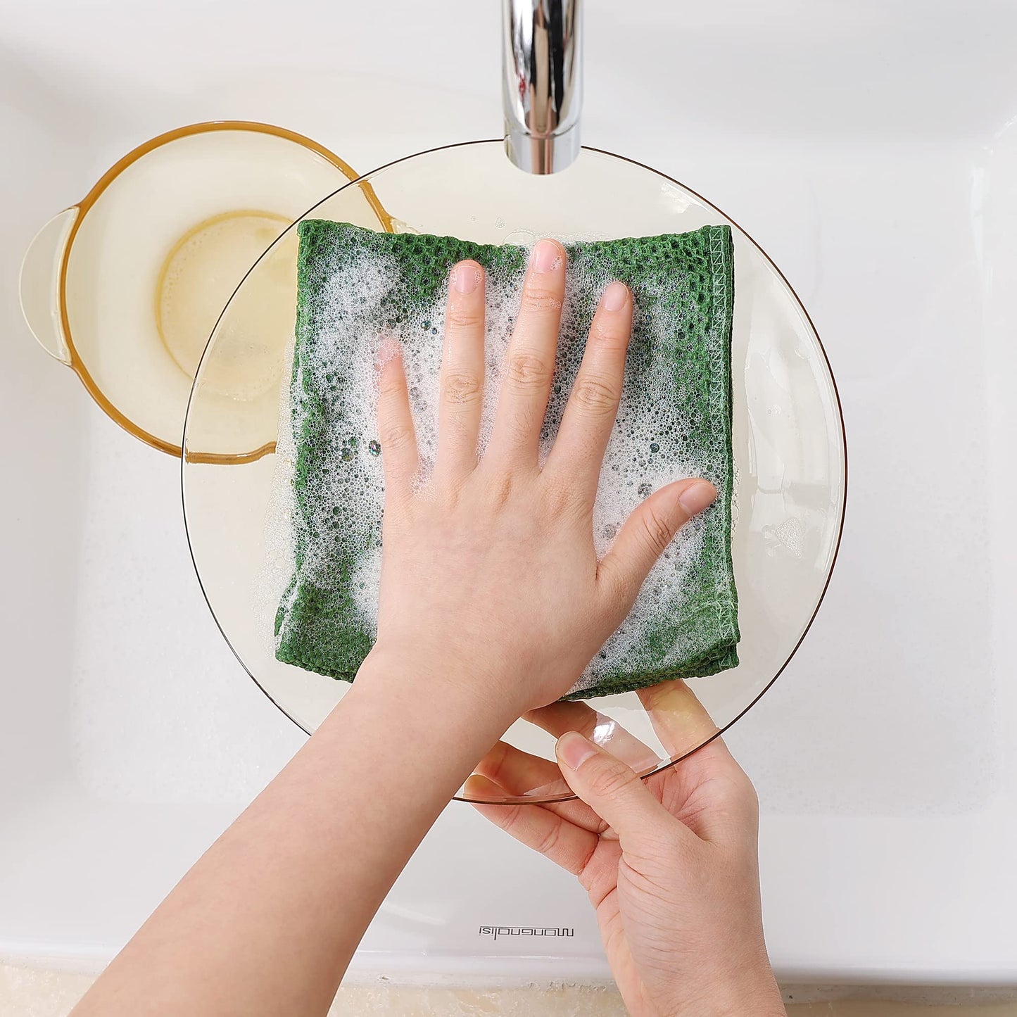 100% Cotton Waffle Weave Kitchen Dish Cloths, Ultra Soft Absorbent Quick Drying Dish Towels, 12 x 12 Inches, 12-Pack, Grass Green