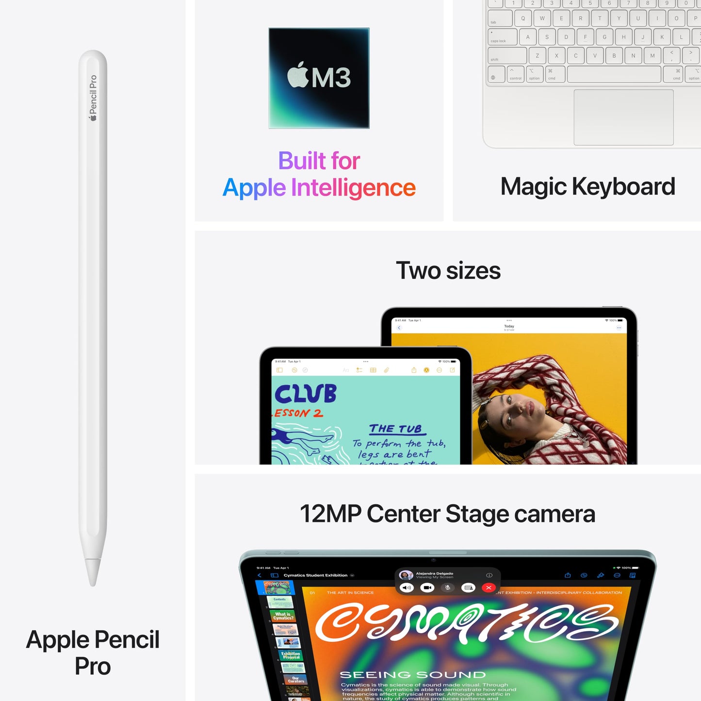 Apple iPad Air 11-inch with M3 chip Built for Apple Intelligence, Liquid Retina Display, 128GB, 12MP Front/Back Camera, Wi-Fi 6E + 5G Cellular, Touch ID, All-Day Battery Life — Starlight