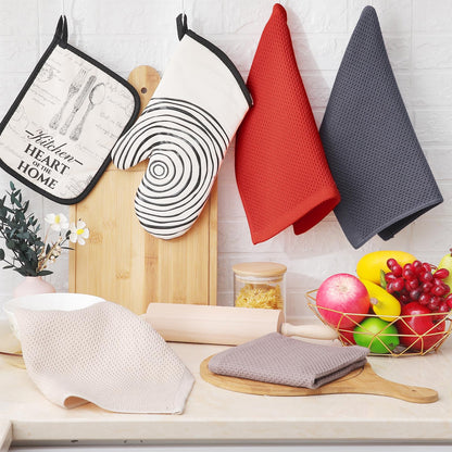 100% Cotton Waffle Weave Kitchen Dish Cloths, Ultra Soft Absorbent Quick Drying Dish Towels, 12 x 12 Inches, 12-Pack, Multicolor