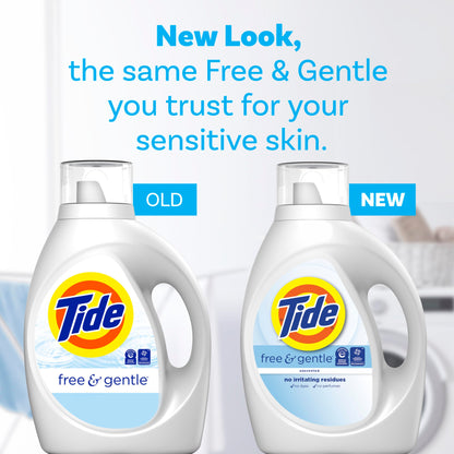 Tide Free & Gentle Liquid Laundry Detergent, Tide Laundry Detergent, Clean Laundry Detergent, 48 loads, 1.86L