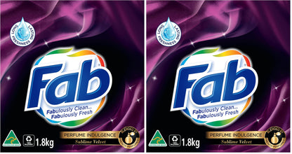 Fab Perfume Indulgence Sublime Velvet, Laundry Powder Washing Detergent, (packaging may vary), 1.8 Kilograms (Pack of 2)