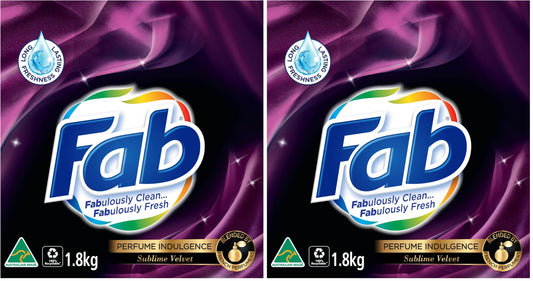 Fab Perfume Indulgence Sublime Velvet, Laundry Powder Washing Detergent, (packaging may vary), 1.8 Kilograms (Pack of 2)