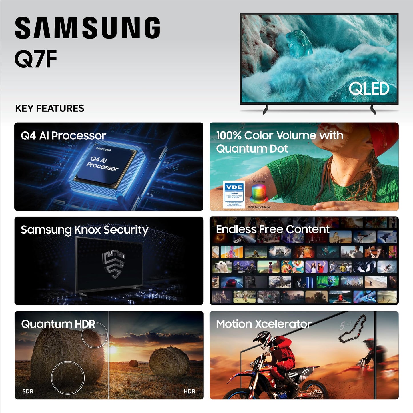 Samsung 50-Inch Class QLED Q7F Series Samsung Vision AI Smart TV (2025 Model, 50Q7F) Quantum HDR, Object Tracking Sound Lite, Q4 AI Gen1 Processor, 4K upscaling, Gaming Hub, Alexa Built-in