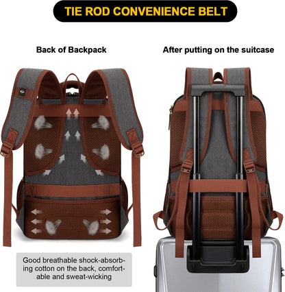 Tzowla Canvas Laptop Backpack Men,Bag for Women,School Travel College Work Rucksack Fits 15.6 Inch Laptop,Bookbag with USB Charging Port,Dark Grey