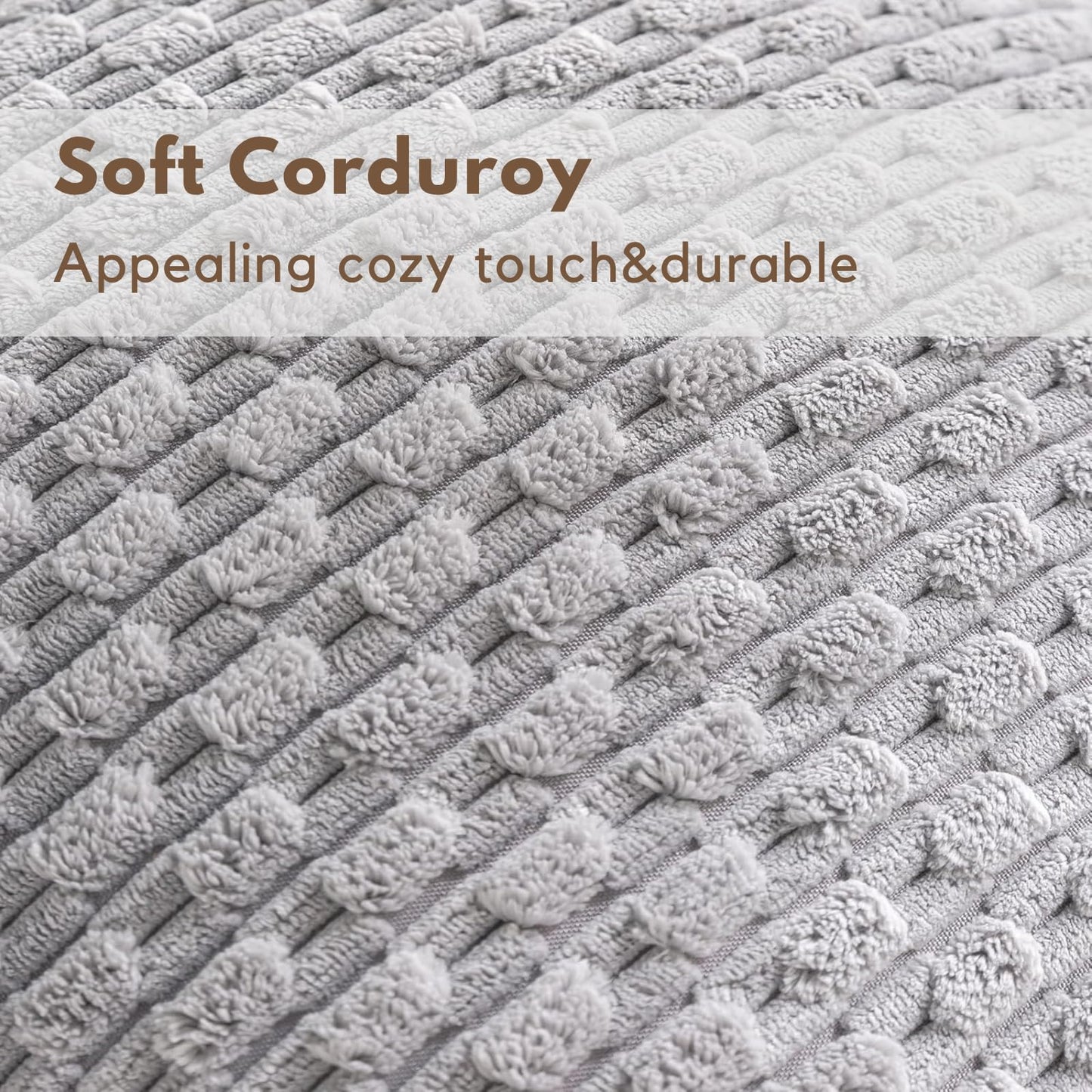 4 Packs Throw Pillow Covers Corduroy, Decorative Lumbar Pillow Covers, JOMWEN Super Soft Boho Striped Cushion Covers for Couch Bed Sofa Livingroom (Neutral, 45 x 45 cm)