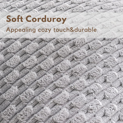 4 Packs Throw Pillow Covers Corduroy, Decorative Lumbar Pillow Covers, JOMWEN Super Soft Boho Striped Cushion Covers for Couch Bed Sofa Livingroom (Neutral, 45 x 45 cm)