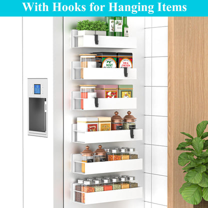6 Pack Magnetic Spice Storage Rack Organizer for Refrigerator and Oven, White Fridge Organizers and Storage
