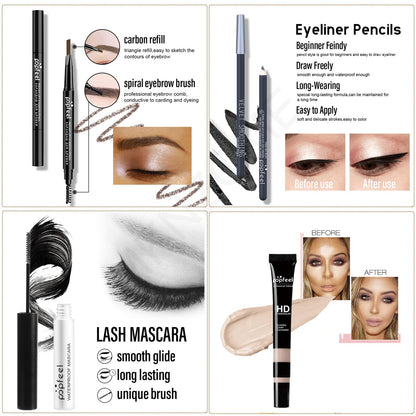 Professional Makeup Set,MKNZOME Essential Make Up Set With Make-up Bag Portable Travel Makeup Kit Birthday Xmas Makeup Gift Set Eyeshadow Palette Foudation Lip Gloss for Teenage & Adults