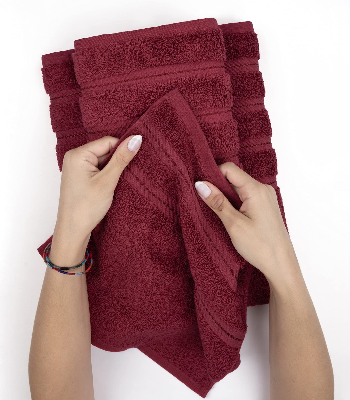 American Soft Linen Luxury 6 Piece Towel Set, 2 Bath Towels 2 Hand Towel 2 Washcloths, 600 GSM 100% Cotton Turkish Towels for Bathroom, Bordeaux Red Towel Sets