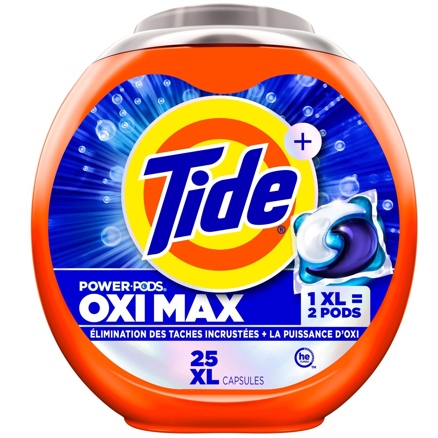 Tide Oxi Max Power PODS Laundry Detergent, Laundry Pods with Stain Remover Plus Oxi Power, 25 Count
