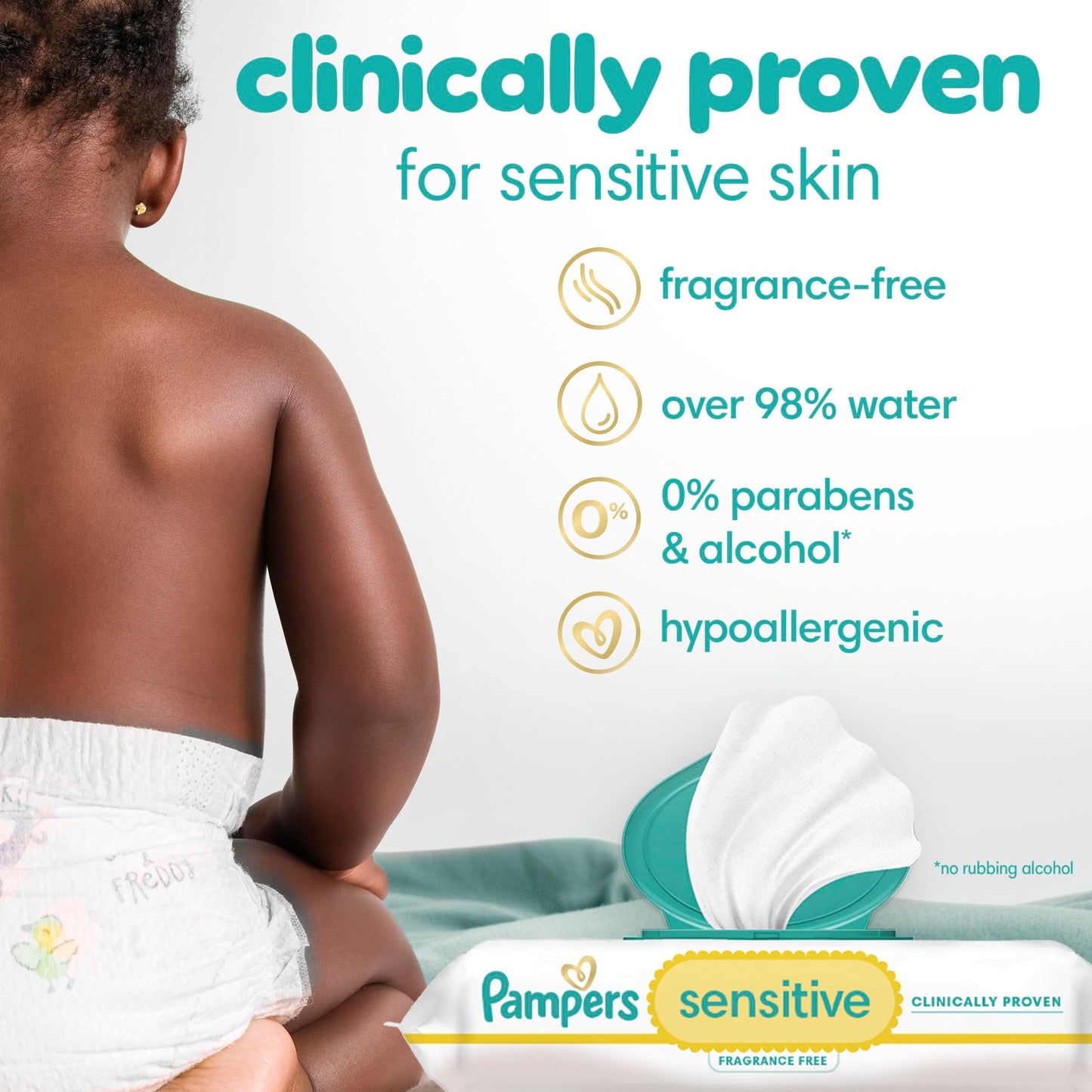 Pampers Baby Wipes Sensitive Perfume Free 7X Refill Packs 588 Count
