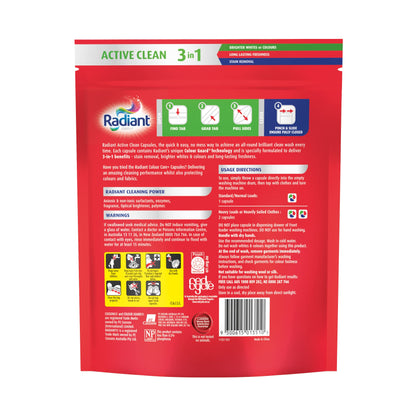Radiant Active Clean 3 in 1 Laundry Detergent, 675 g (45 Capsules) (Pack of 2)