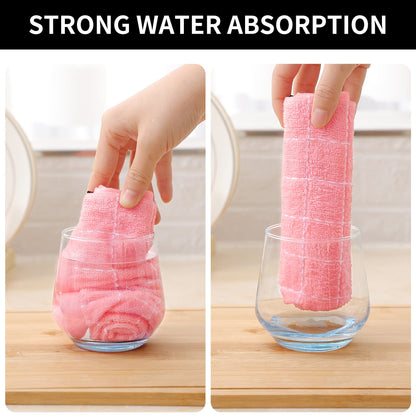 100% Cotton Terry Kitchen Towels(Pink, 13 x 28 inches), Checkered Designed, Soft and Super Absorbent Dish Towels, 4 Pack