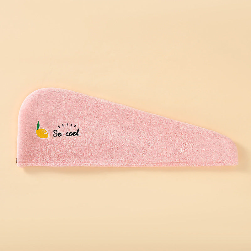 Coral Velvet Cartoon Embroidery For Woman With Dry Hair Hat