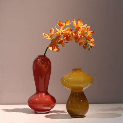 Caramel Small Mouth Glass Flowerpot And Flower Vase Ornaments
