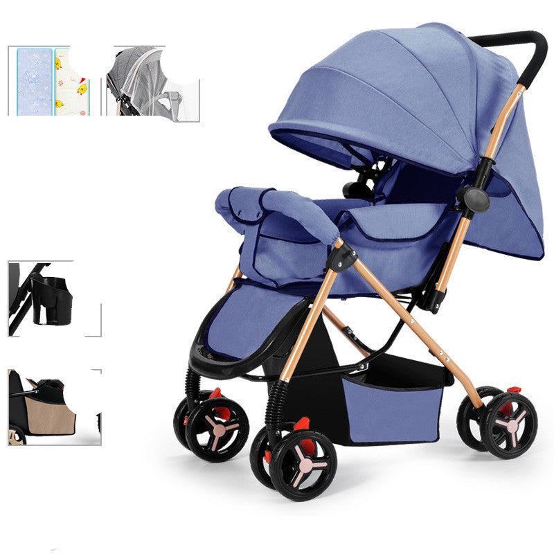 Lightweight Baby Stroller - Sit & Lie Down, Foldable with Shock Absorption