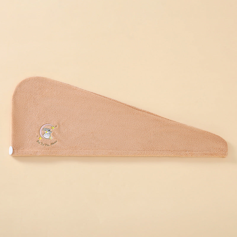 Coral Velvet Cartoon Embroidery For Woman With Dry Hair Hat