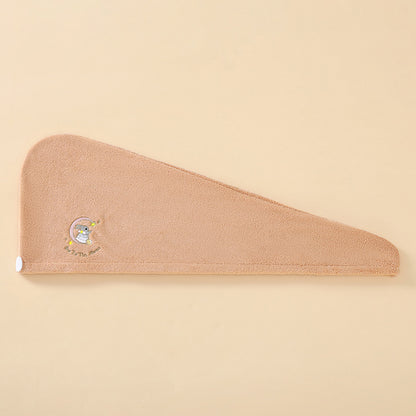 Coral Velvet Cartoon Embroidery For Woman With Dry Hair Hat