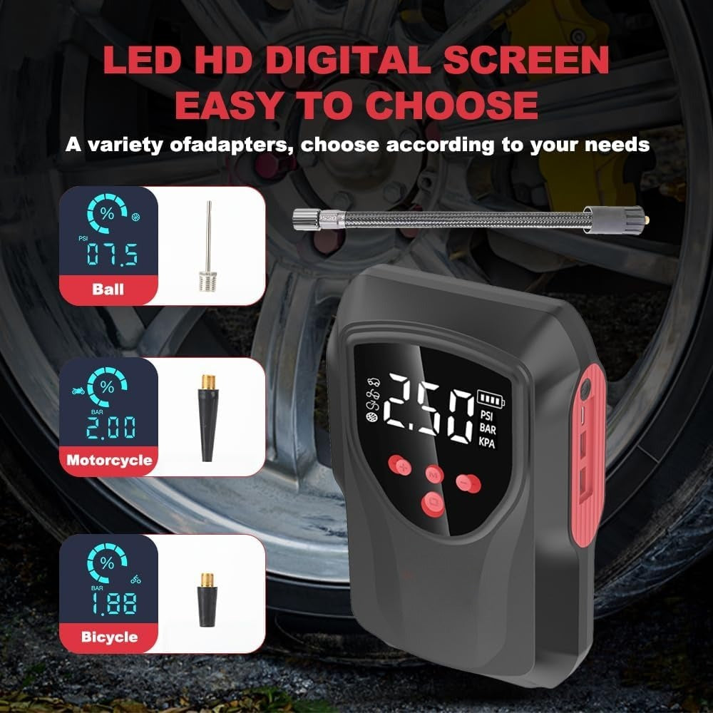 Car Battery Starter With Air Compressor, 3000A 150PSI Portable Car Battery Starter12V Battery Charger Booster Box Car With LCD Display, LED Light, USB QC3.0