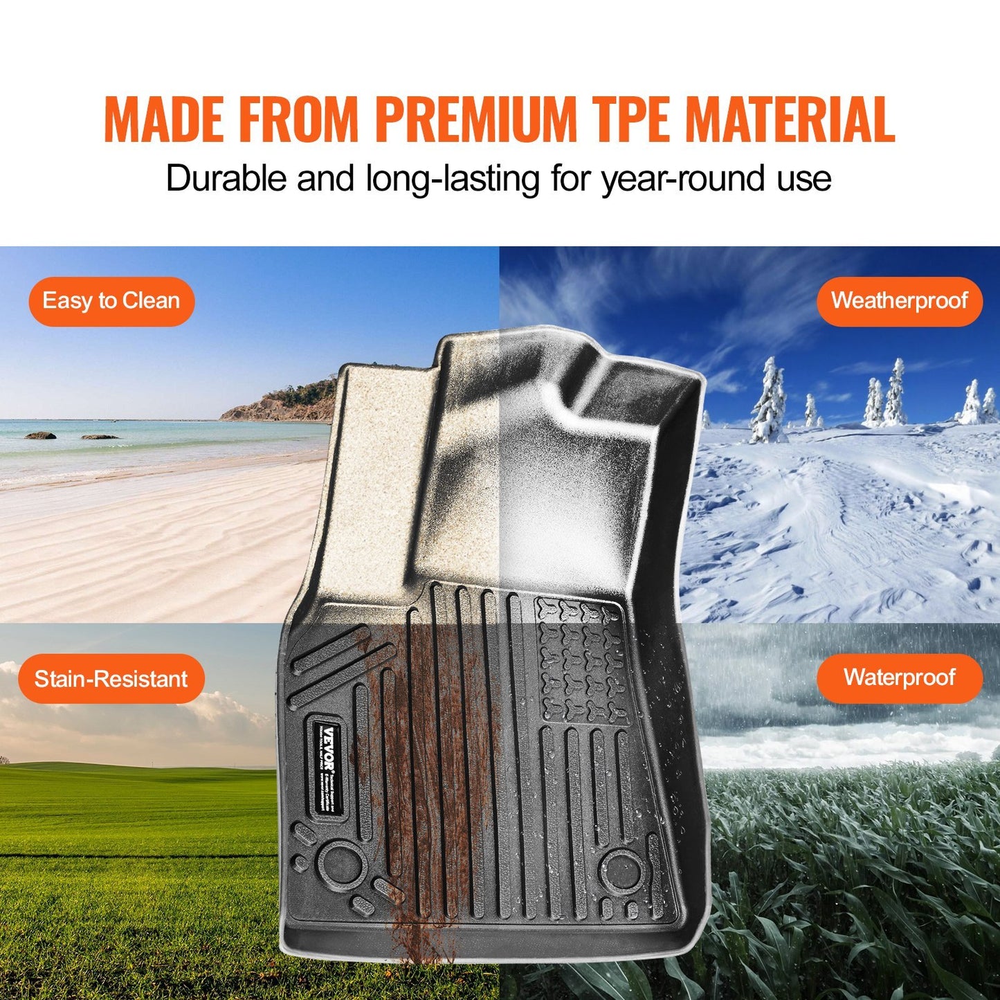 Automotive Floor Mats Fits For Tesla Model Y 2021-2024 3 Pcs TPE Liners