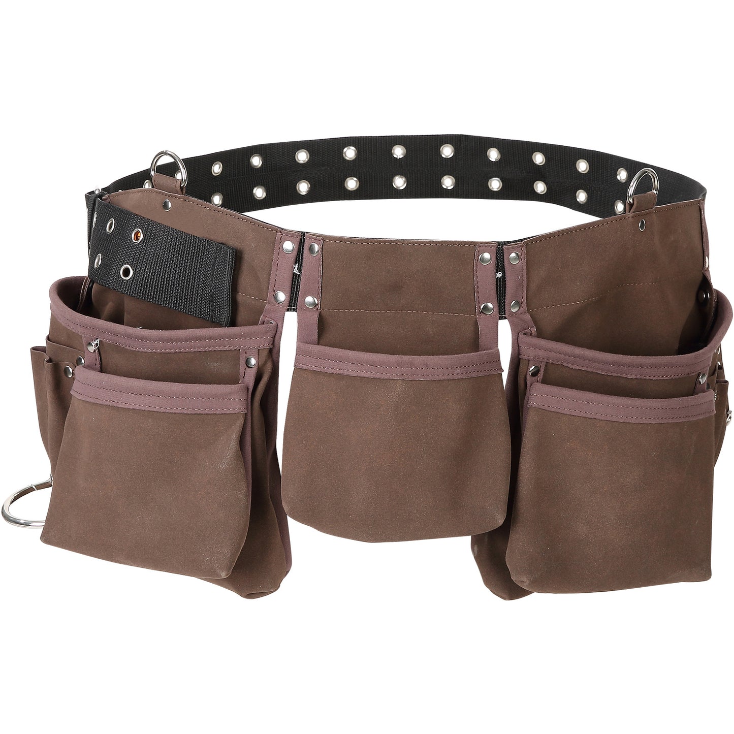 VEVOR 13 Pockets Tool Belt, Adjusts From 29 Inches To 54 Inches, Leather Heavy Duty Tool Pouch Bag With Dual Hammer Loops, Tool Bag For Electrician, Carpenter, Handyman, Construction, Framer, Brown