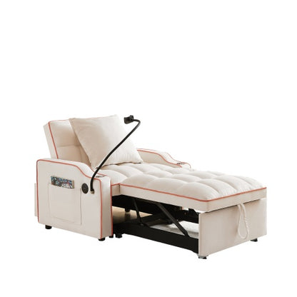 3- Sofa Bed Adjustable Pull Out Sleeper Chair Bed Multi-Pockets Folding Sofa Bed For Living Room Bedroom Small Space