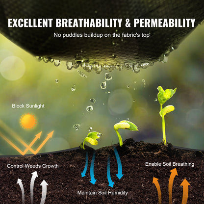 VEVOR 3FTx50FT Premium Heavy Duty Weed Barrier Landscape Fabric, 3.2OZ Woven Geotextile Fabric Under Gravel, High Permeability For Weed Blocker Weed Mat, Driveway Fabric, Weed Control Garden Cloth