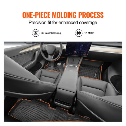 Automotive Floor Mats Fits For Tesla Model Y 2021-2024 3 Pcs TPE Liners