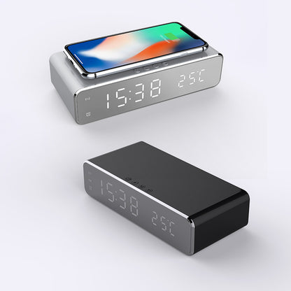 LED Electric Alarm Clock With Wireless Charger Desktop Digital Thermometer Clock HD  Clock Watch Table Decor