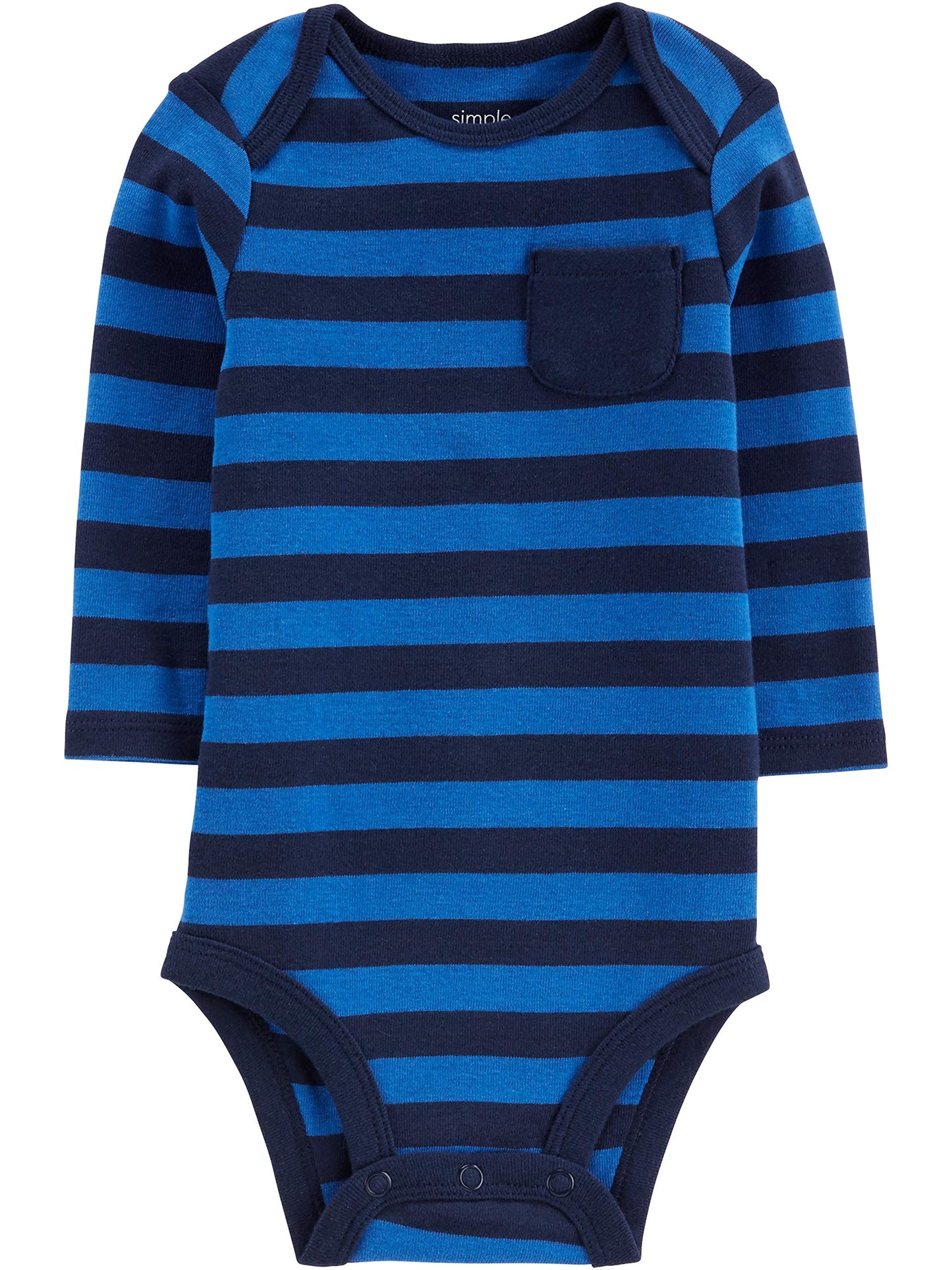 Simple Joys by Carter's Boys' 4-Pack Soft Thermal Long Sleeve Bodysuits, stripes, 3-6 Months