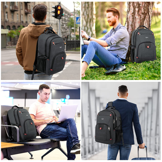 Cafele Backpack,Waterproof Large 17in Laptop Backpack for Trip School Work Bookbag Computer Rucksack with USB Charging Port,Water Resistant Sturdy Backpack for Men Women,Grey