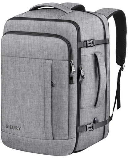 Carry On Backpack, Extra Large 40-50L Travel Backpack for Men & Women, Expandable Backpack For Airplanes, 17 Inch Laptop Backpack, Luggage Backpack 40L Daypack Lightweight Business Weekender Bag, Grey