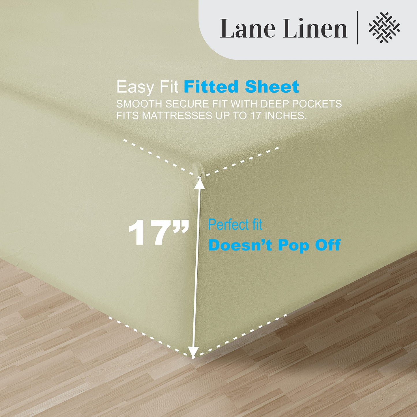 LANE LINEN 100% Egyptian Cotton Sheets, Sustainably Produced Eco Friendly Luxury Hotel Like Thick sábanas King, 16 inch Reinforced French Seam deep Pocket King Sheet Set-Sea Foam