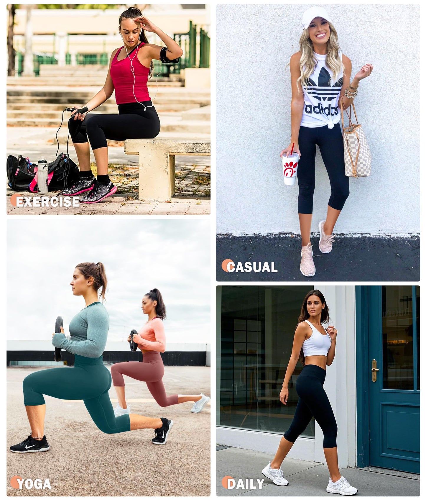 3 Pack Leggings with Pockets for Women,High Waisted Tummy Control Workout Yoga Pants