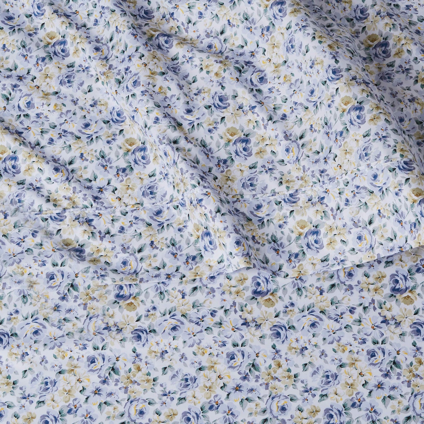 Lightweight Super Soft Easy Care Microfiber 4 Piece Bed Sheet Set With 14-inch Deep Pockets, Queen, Blue Floral,Printed