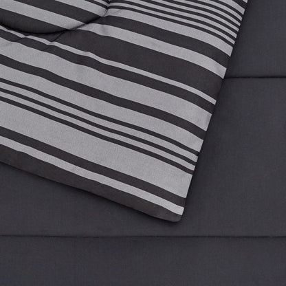 7-Piece Lightweight Microfiber Bed-in-a-Bag Comforter Bedding Set - Full/Queen, Gray Calvin Stripe
