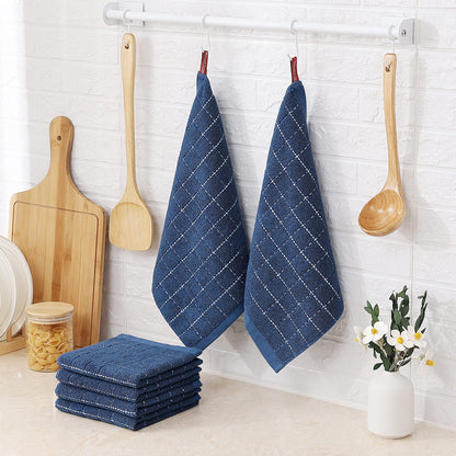 100% Cotton Terry Kitchen Dish Cloths, Ultra Soft and Absorbent Dish Towels for Kitchen, Suitable for Drying and Washing Dishes, 6 Pack, 12 x 12 Inches, Navy Blue