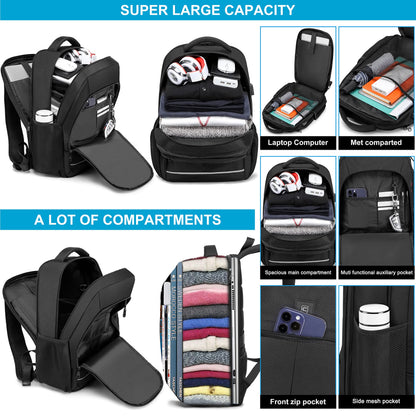 Backpack, Laptop Backpack, Carry on Backpack, Durable Large 17.3 Inch TSA Friendly Business Travel Laptop Backpack with USB Port, College School Bag Gift for Men Women Teens Bookbag, Black