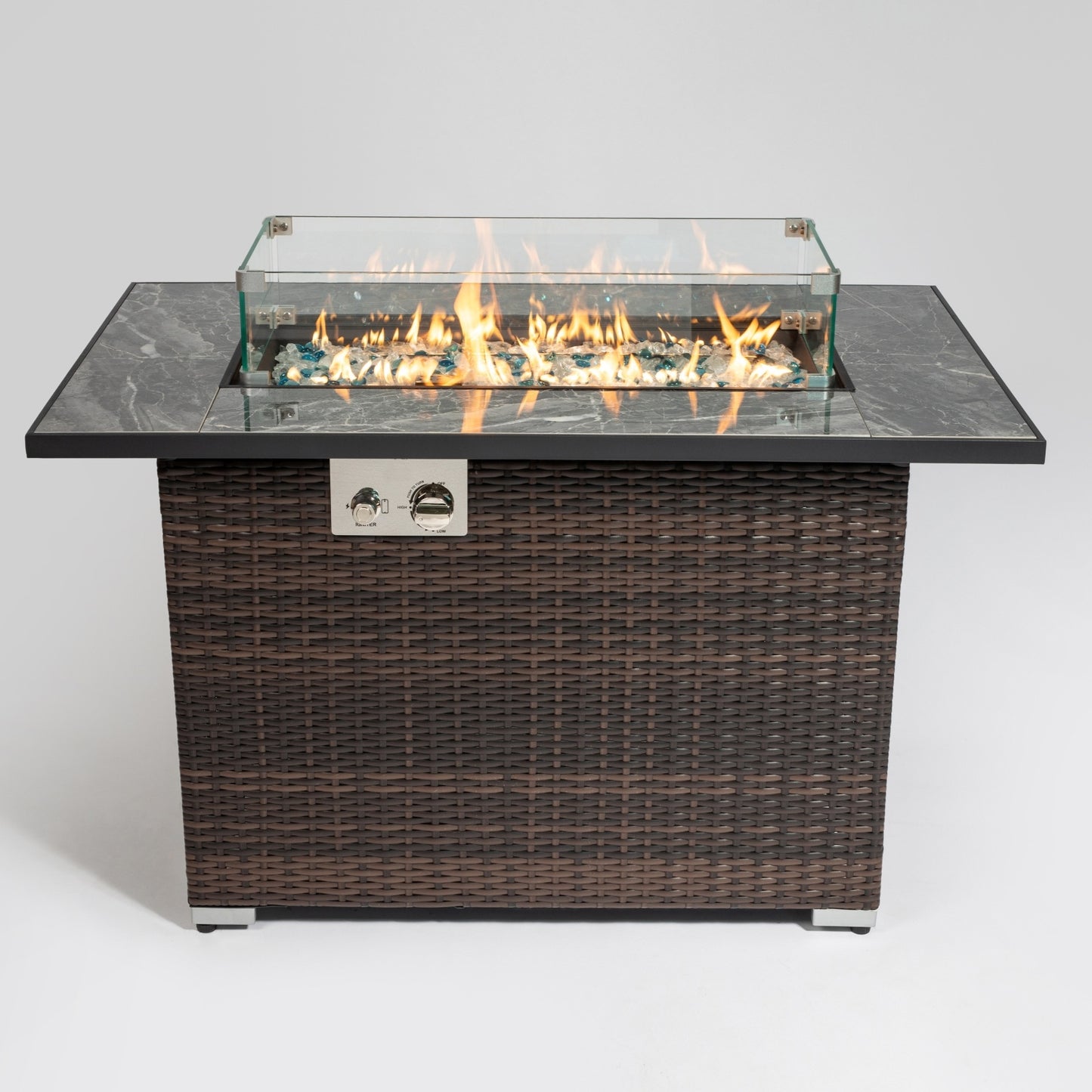 Outdoor Propane Fire Pit Table, Ceramic Tabletop Gas Fire Table